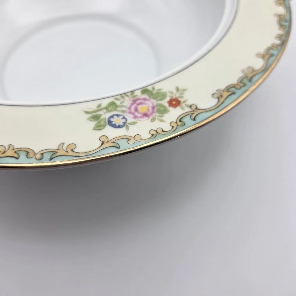 Vintage Meito Japan Yellow & Green Hand Painted Covered Soup / Casserole Dish